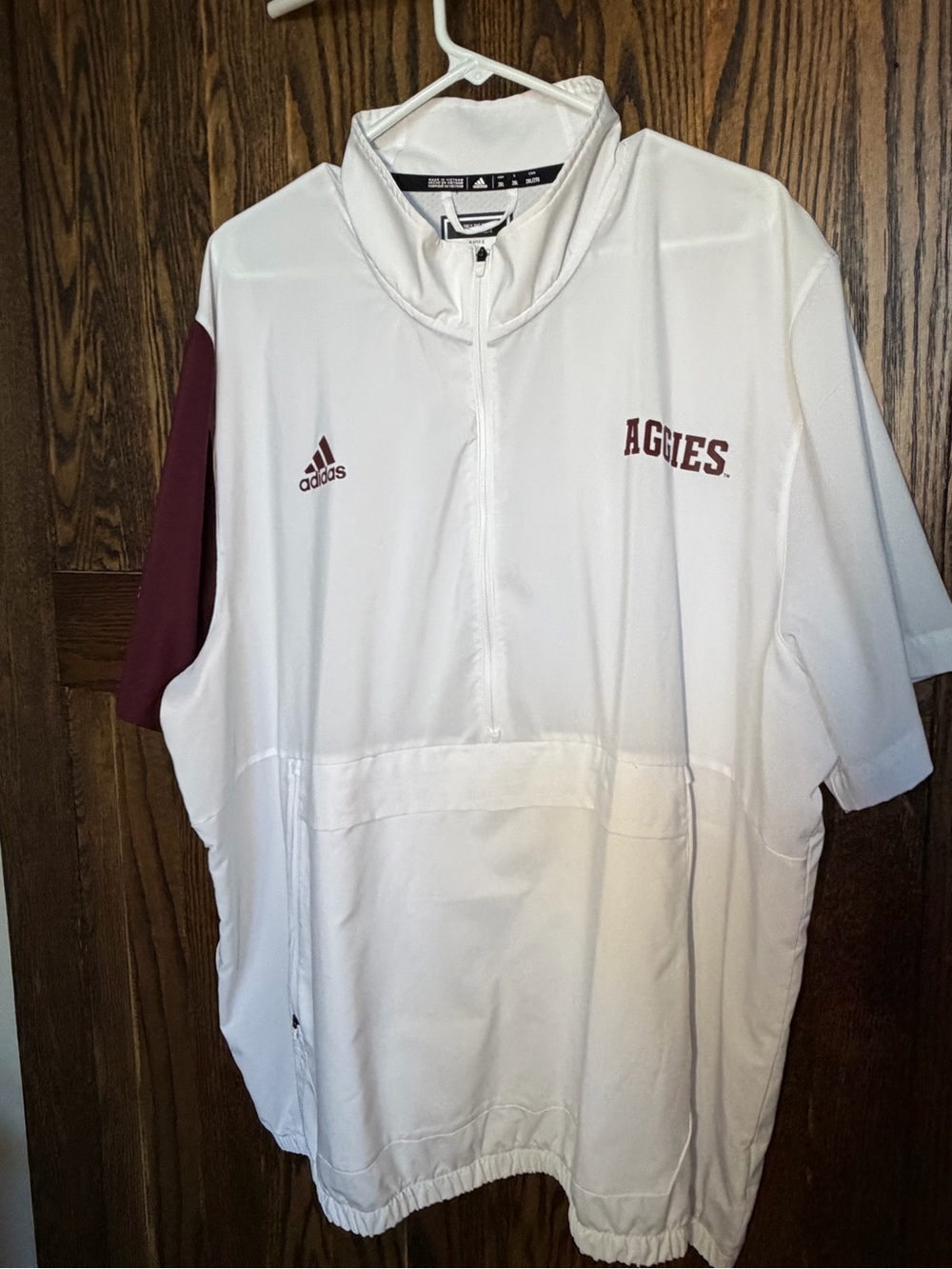 adidas White & Maroon Aggies Quarter-Zip Pullover